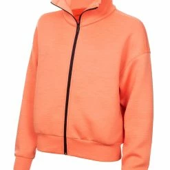 Calvin Klein W Relax Full Zip Cropped Mid Layer - Coral Marl