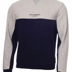 DKNY Sport NYC Colour Block Sweatshirt - Silver Marl/Navy