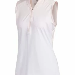 Adidas W Ultimate365 Striped Sleeveless Polo Shirt - Pink Tint/White