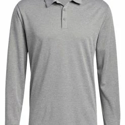 Adidas Golf Long Sleeve Polo Shirt - Grey Three Melange