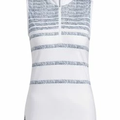 Adidas Women's Herringbone Stripe Sleeveless Polo Shirt - Crew Navy