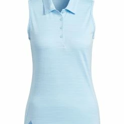 Adidas Women's Space Dye Sleeveless Polo Shirt - Bliss Blue/Pulse Blue