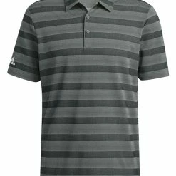 Adidas Two-Colour Striped Polo Shirt - Linen Green/Shadow Green