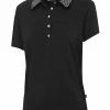 Birdee Sport Women's Bay City Button Short Sleeve Top - Black Check