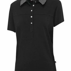Birdee Sport Women's Bay City Button Short Sleeve Top - Black Check
