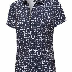 Birdee Sport Women's Blue Moon Short Sleeve Top - Navy/White