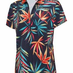 Birdee Sport Women's Rainforest Short Sleeve Top - Navy Print