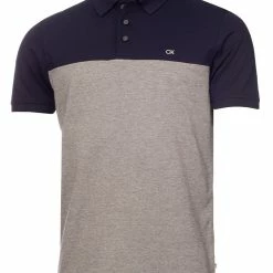 Calvin Klein Colour Block Polo Shirt - Navy/Silver Marl