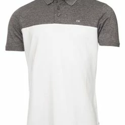 Calvin Klein Colour Block Polo Shirt - Charcoal Marl/White