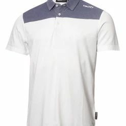 DKNY Golf Bronx Colour Block Pique Polo - White/Navy Oxford
