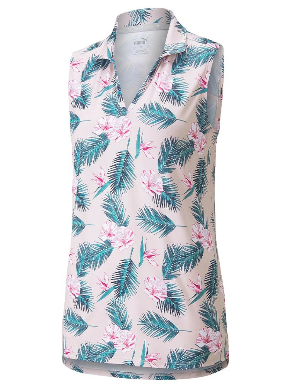 Puma Women's CLOUDSPUN Paradise Golf Polo - Chalk Pink/Bright White 1 Puma Women's CLOUDSPUN Paradise Golf Polo - Chalk Pink/Bright White