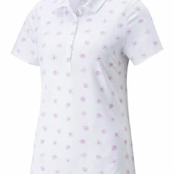 Puma Women's CLOUDSPUN Garden Golf Polo - Bright White/Mauve Pop