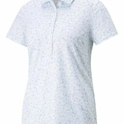 Puma Women's MATTR Fancy Plants Golf Polo - Bright White/Light Aqua