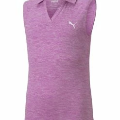 Puma JR Girls Heather Sleeveless Golf Polo - Mauve Pop