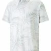 Puma CLOUDSPUN Palm Leaf Golf Polo - Bright White/Minty Burst