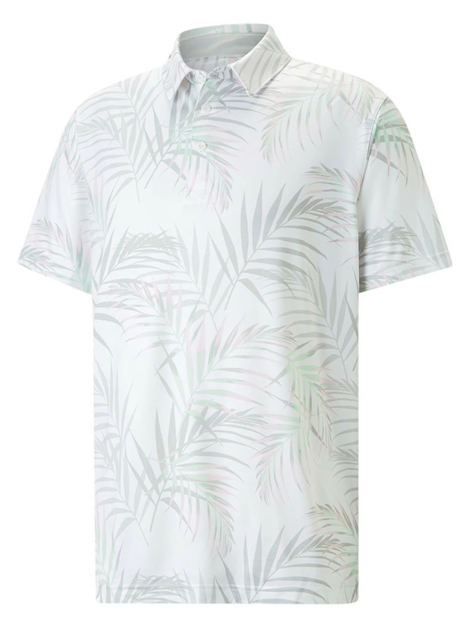 Puma CLOUDSPUN Palm Leaf Golf Polo - Bright White/Minty Burst 1 Puma CLOUDSPUN Palm Leaf Golf Polo - Bright White/Minty Burst