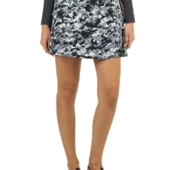 IBKUL Camo Print Swing Skort - Grey/Black